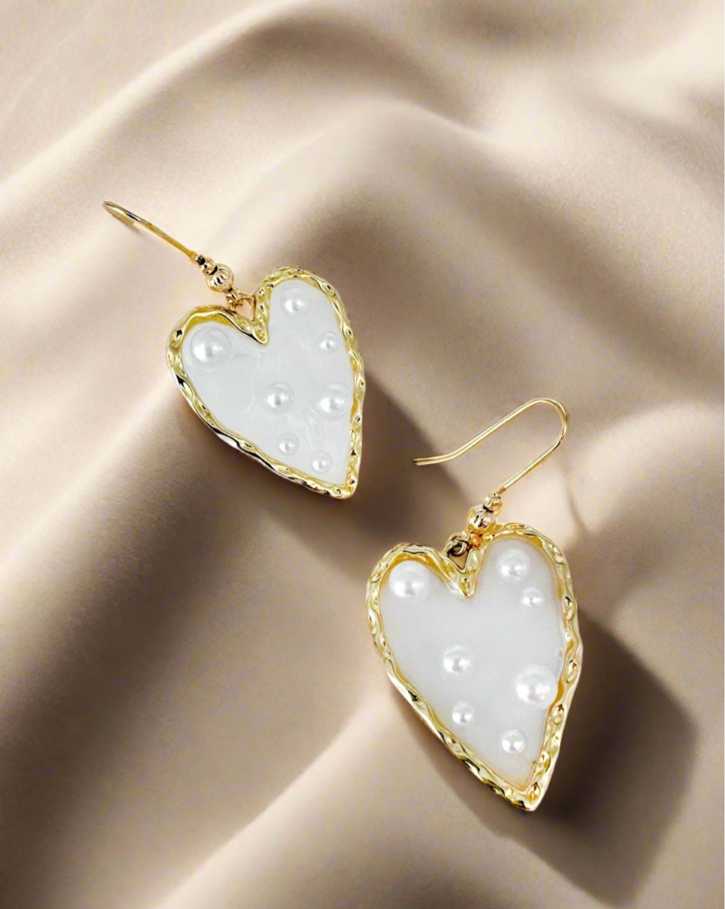 Heart Pearl Drop Earrings